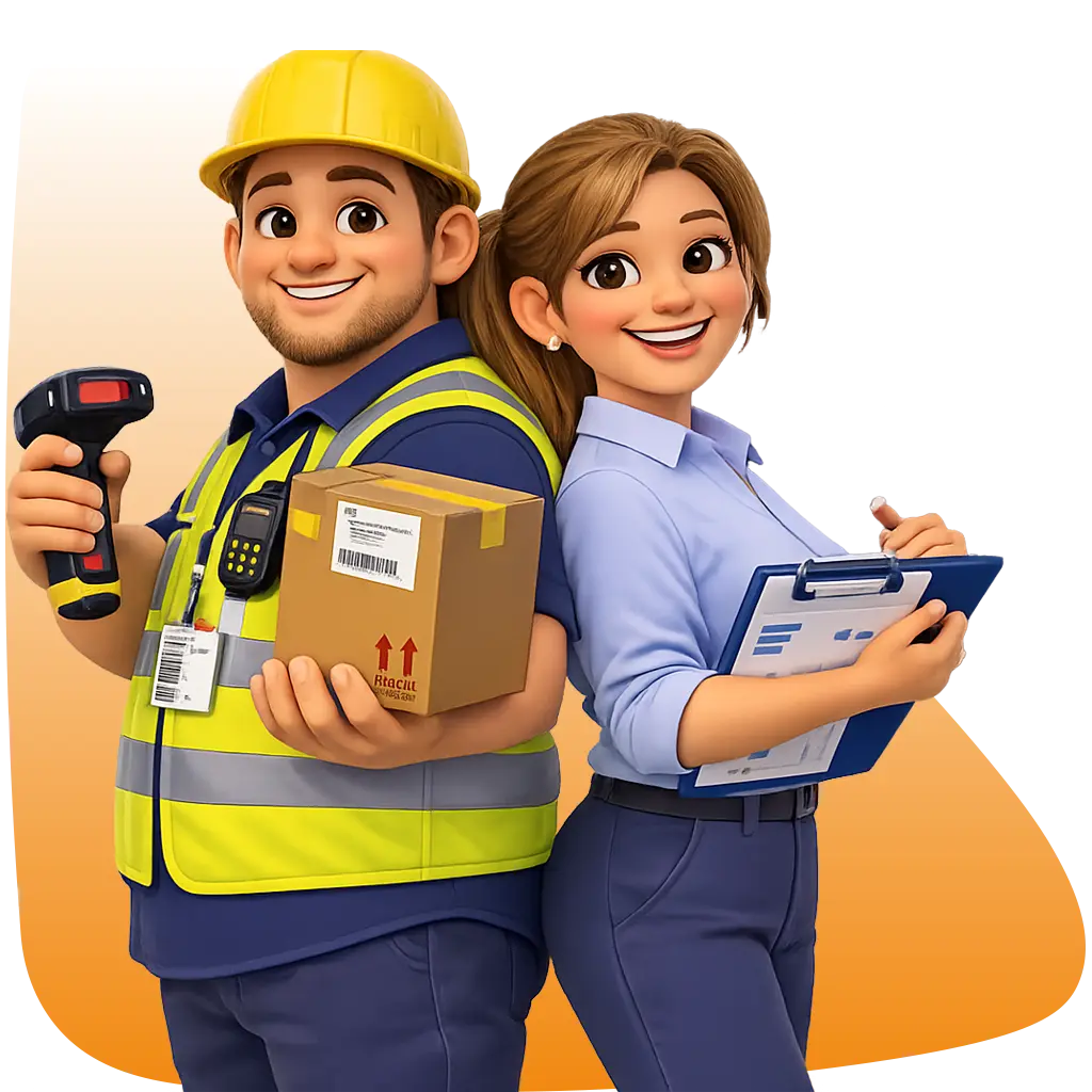 Pixar-style 3D illustration of an industrial worker and recruiter representing job opportunities