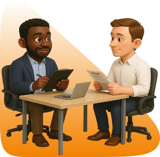 Recruiter helping candidate apply for job